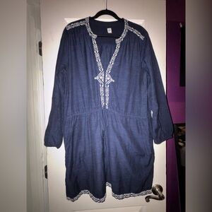 Gap navy zen ink embroidery tunic dress size xl